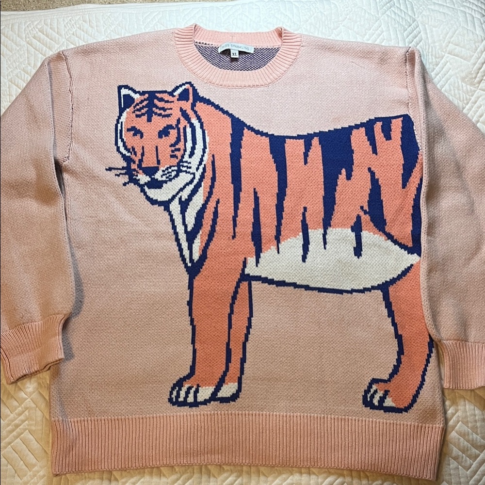 Pink Tiger Graphic Crewneck Sweater